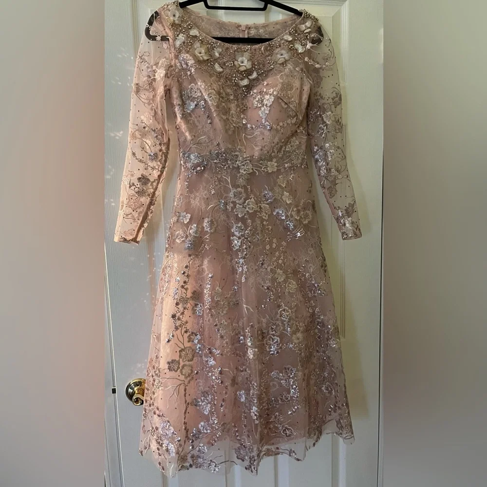 Mac Duggal NWT Rose LS Beaded Floral Dress size 4 #67501 - Picture 5 of 12